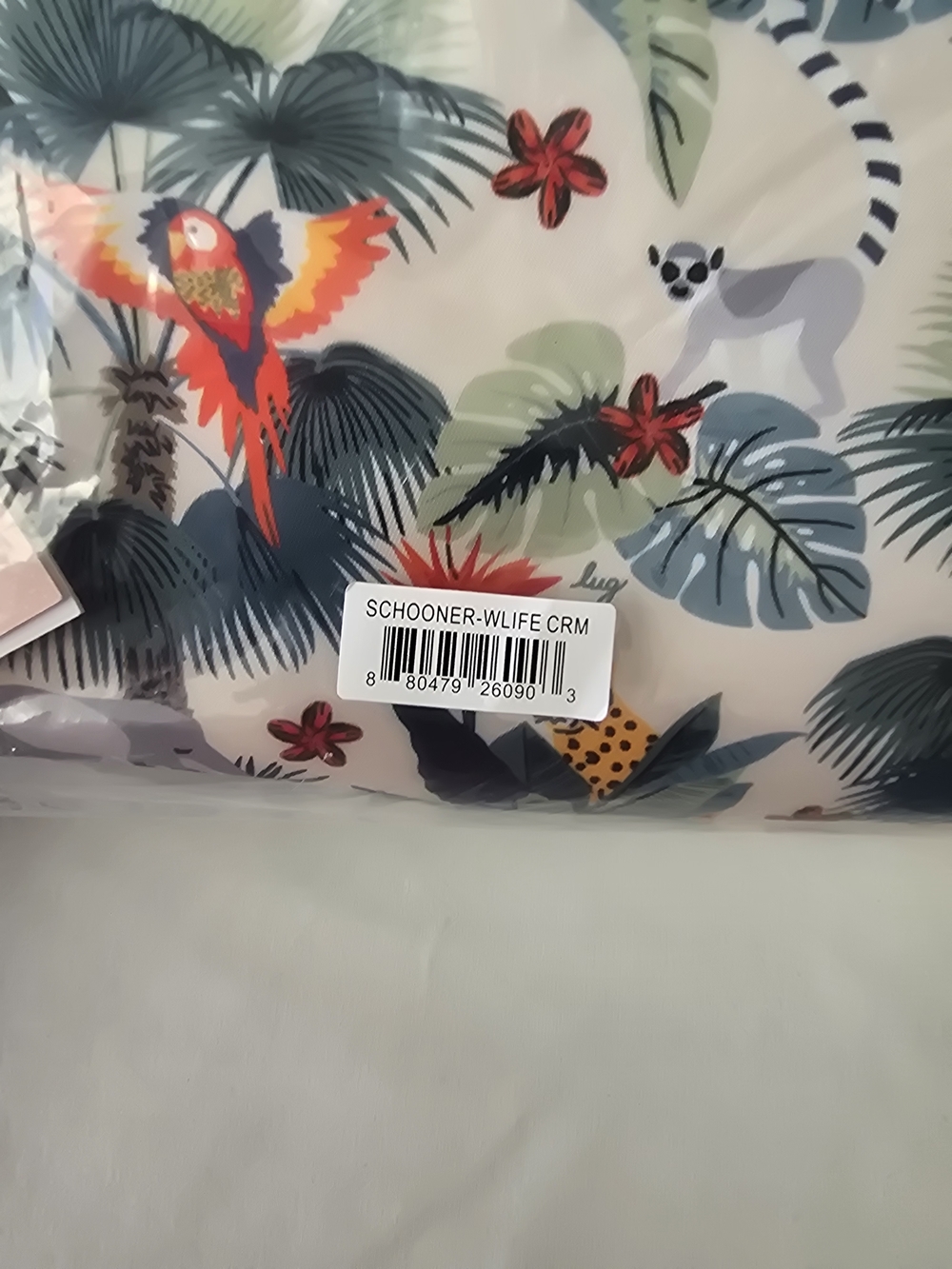 Tropical Print 3 Piece Cosmetic Pouch Set - Wildlife Cream - Picture 3 of 16
